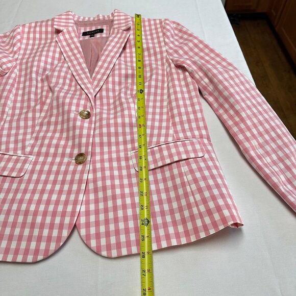 Talbots Womens Pink White Gingham Plaid Blazer Size 14 Preppy Checkered Office - Picture 6 of 8